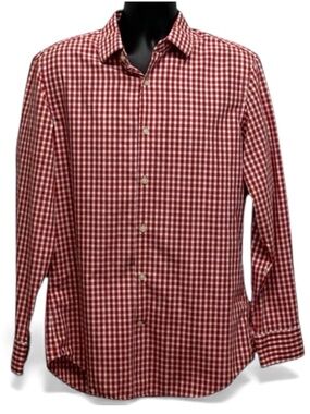Banana Republic Size Medium Classic Fit Red White Blue Gingham Button-Down Shirt